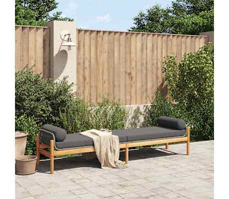 vidaXL polyrattan akácfa kerti pad szürke párnával