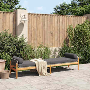 vidaXL polyrattan akácfa kerti pad szürke párnával