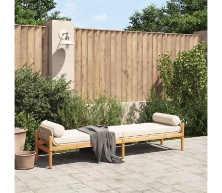 vidaXL Banco de jardim com almofadão acácia e vime PE bege