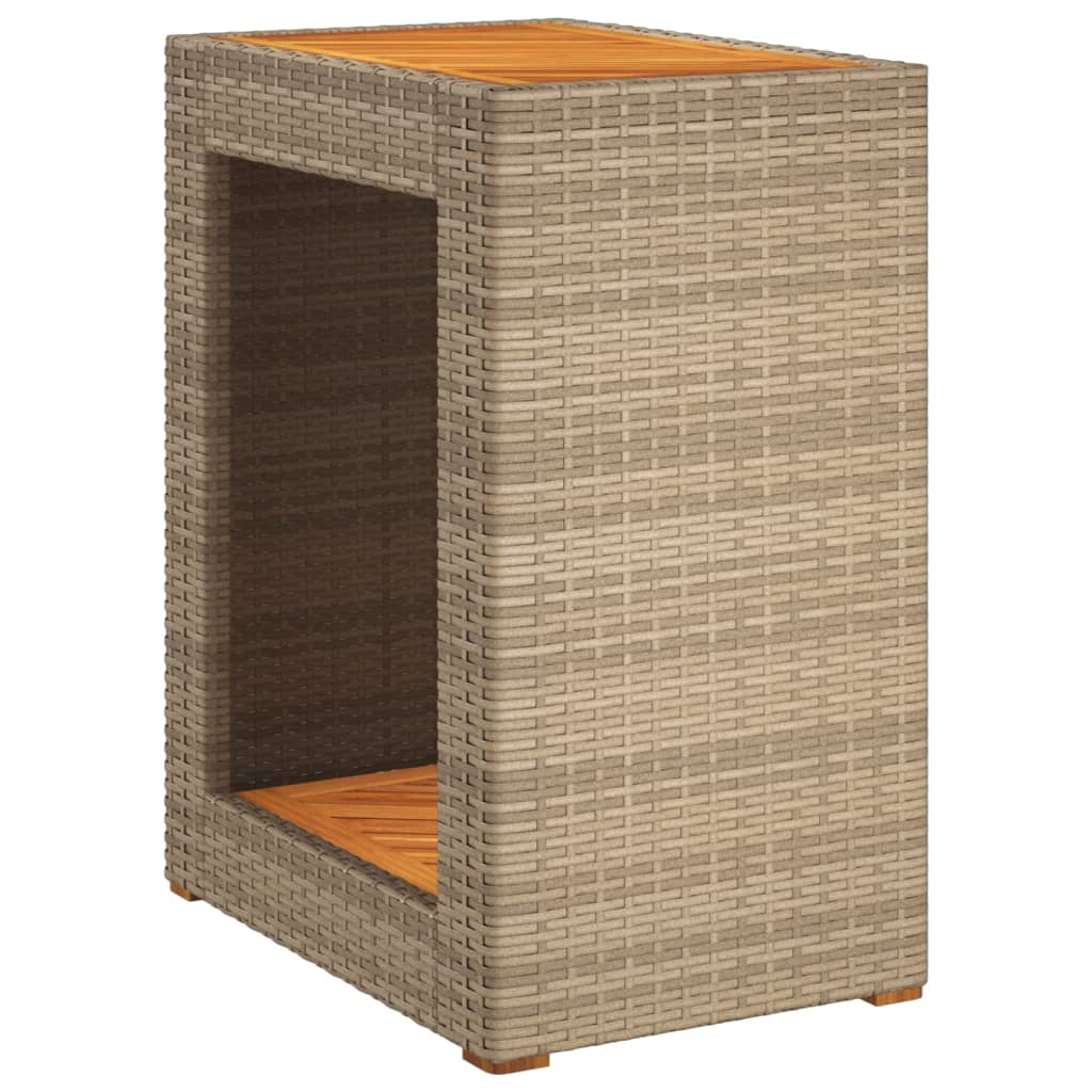 Thumbnail - vidaXL Garten-Beistelltisch mit Holzplatte Beige Poly Rattan