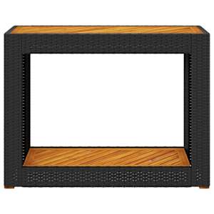 Zahradní stůl s dřevěnou deskou černý 100x40x75 cm polyratan - obrázek 6