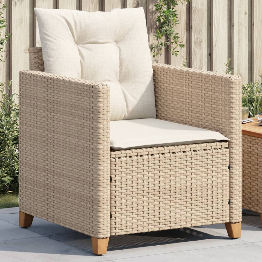 vidaXL havestole med hynder polyrattan beige