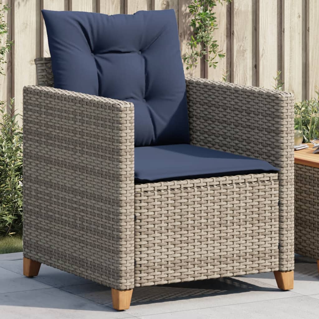Garden Chair Grey PE rattan, powder-coated steel, solid...