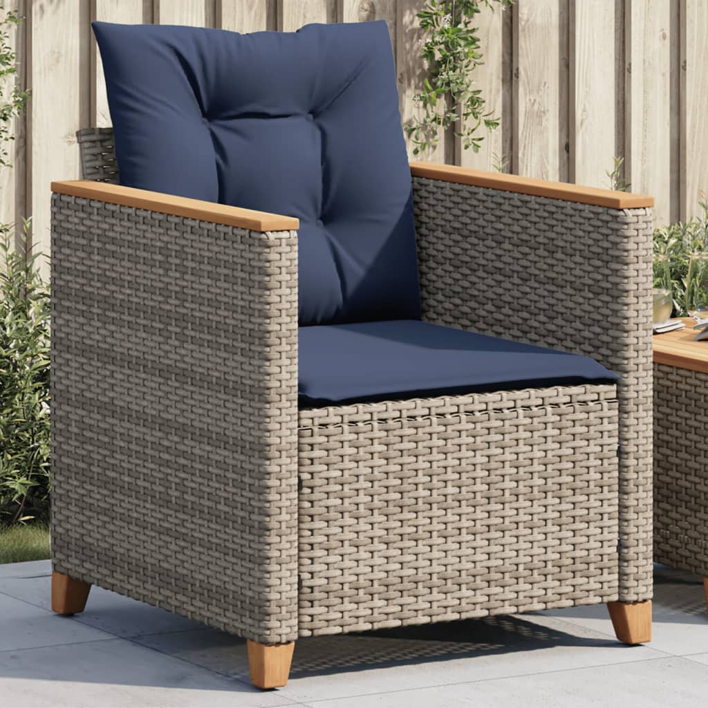 Garden Chair Gray PE rattan Medium Adjustable Feet Gard...