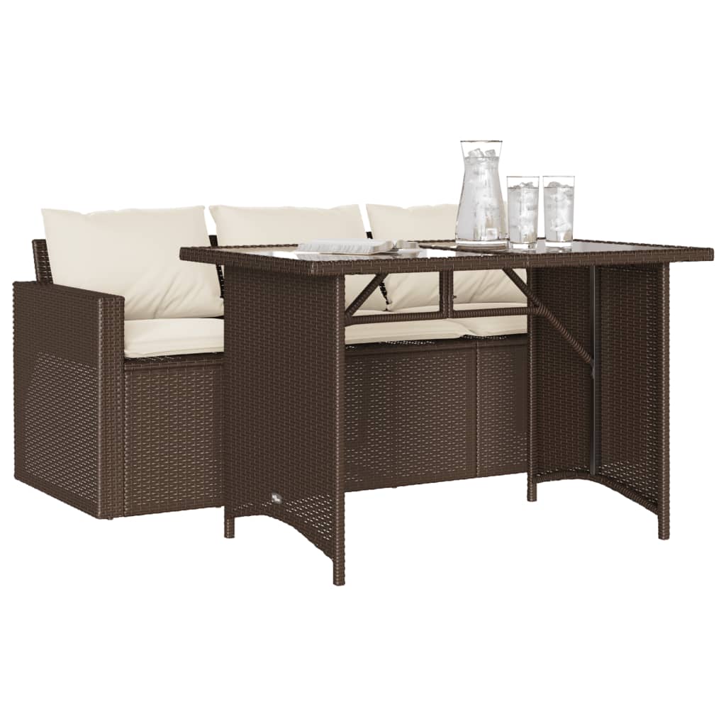 vidaXL 2-delige Tuinset met kussens poly rattan bruin afbeelding