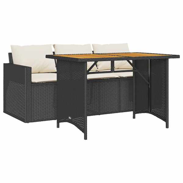 vidaXL 2-osaline aiam&ouml;&ouml;bli komplekt patjadega, must, pol&uuml;rotang