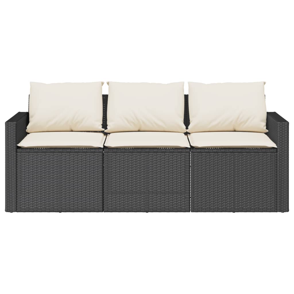 Patio Sofa with Cushions 3-Seater Modular Couch Outdoor Seat Poly Rattan vidaXL - Picture 30 of 81