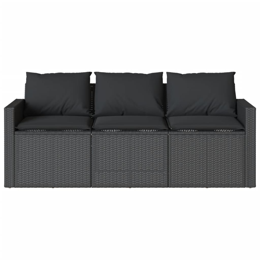 Patio Sofa with Cushions 3-Seater Modular Couch Outdoor Seat Poly Rattan vidaXL - Picture 14 of 81