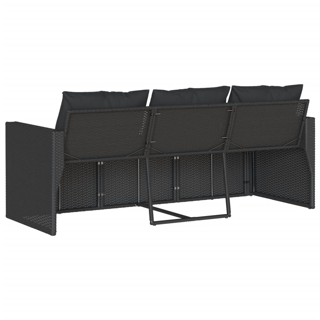 Patio Sofa with Cushions 3-Seater Modular Couch Outdoor Seat Poly Rattan vidaXL - Picture 16 of 81