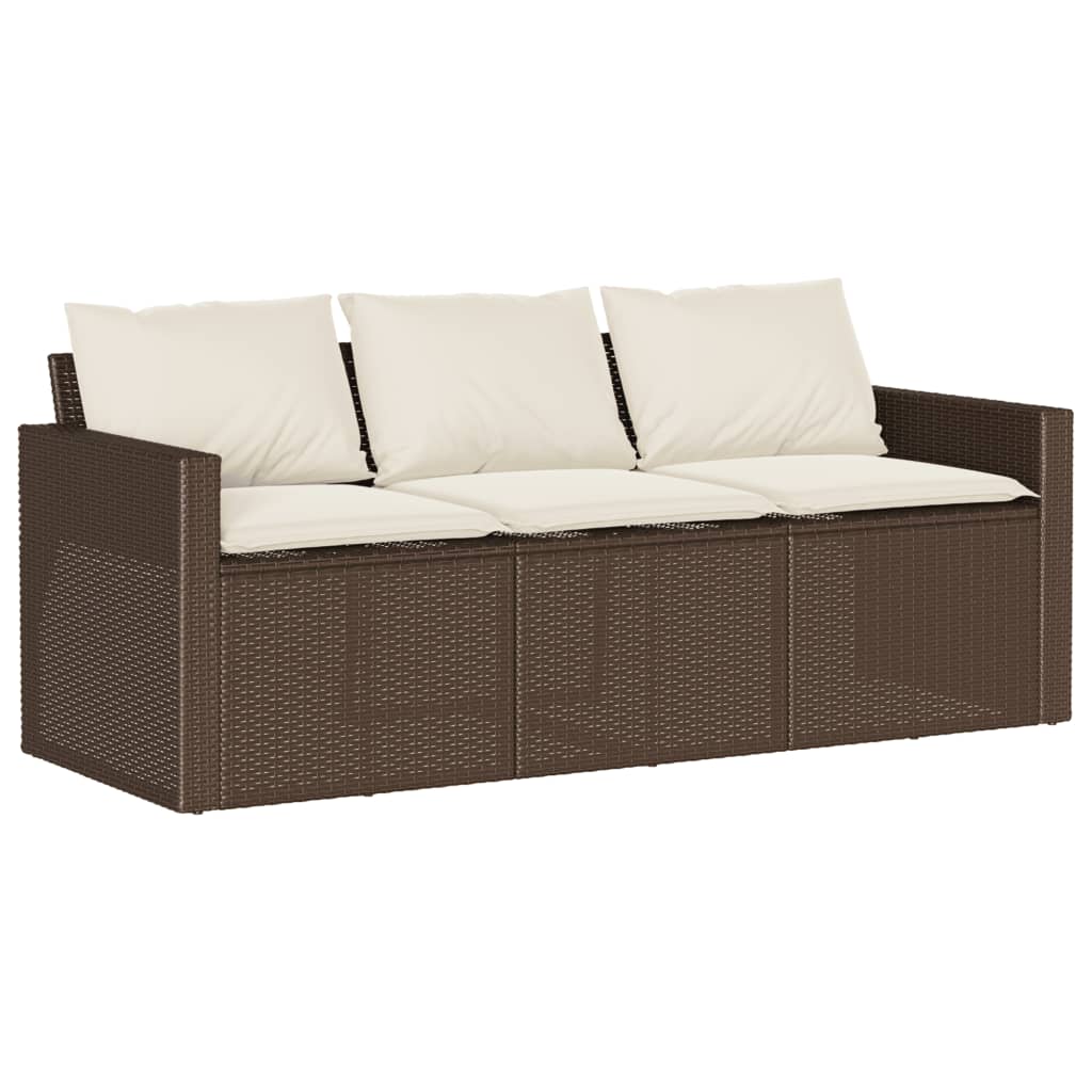 Patio Sofa with Cushions 3-Seater Modular Couch Outdoor Seat Poly Rattan vidaXL - Picture 34 of 81