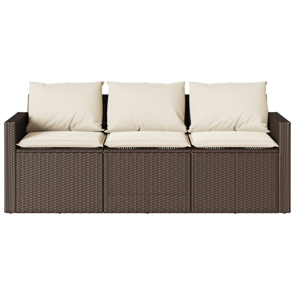 Patio Sofa with Cushions 3-Seater Modular Couch Outdoor Seat Poly Rattan vidaXL - Picture 38 of 81