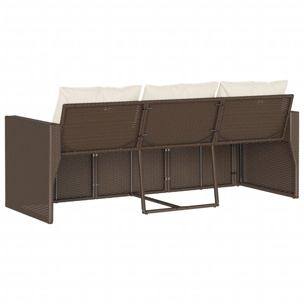 Patio Sofa with Cushions 3-Seater Modular Couch Outdoor Seat Poly Rattan vidaXL - Picture 40 of 81