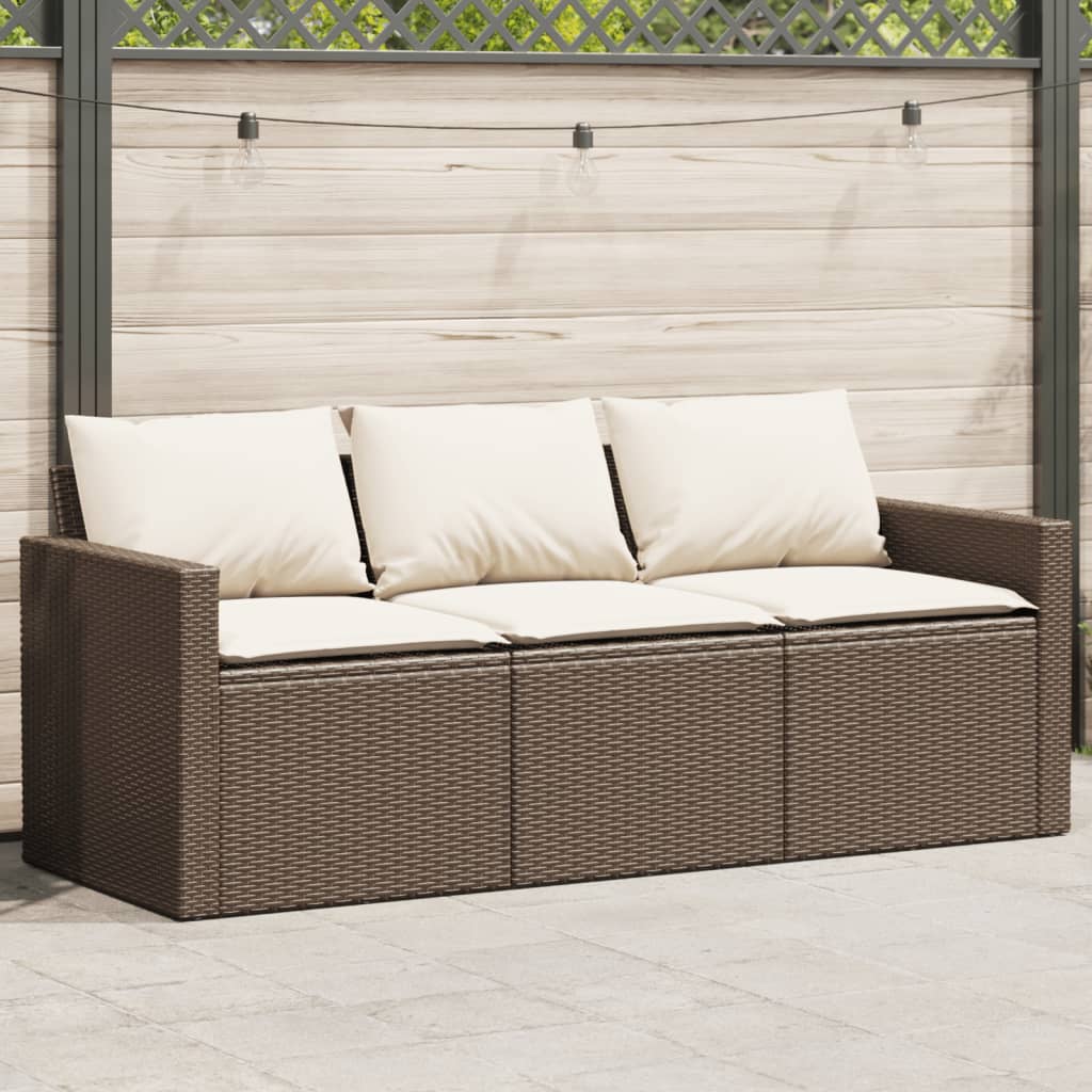 Patio Sofa with Cushions 3-Seater Modular Couch Outdoor Seat Poly Rattan vidaXL - Picture 35 of 81