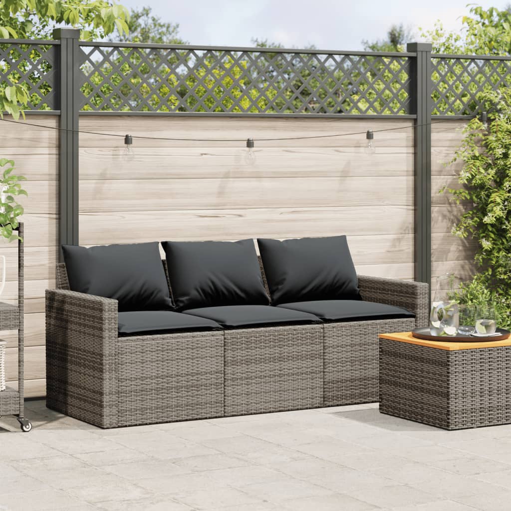 Patio Sofa with Cushions 3-Seater Modular Couch Outdoor Seat Poly Rattan vidaXL - Picture 69 of 81