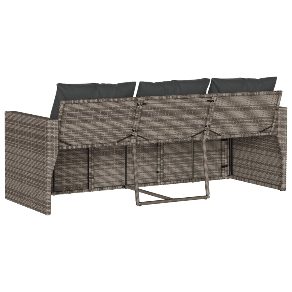 Patio Sofa with Cushions 3-Seater Modular Couch Outdoor Seat Poly Rattan vidaXL - Picture 72 of 81