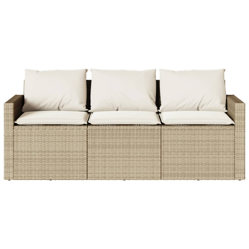 Patio Sofa with Cushions 3-Seater Modular Couch Outdoor Seat Poly Rattan vidaXL - Picture 54 of 81