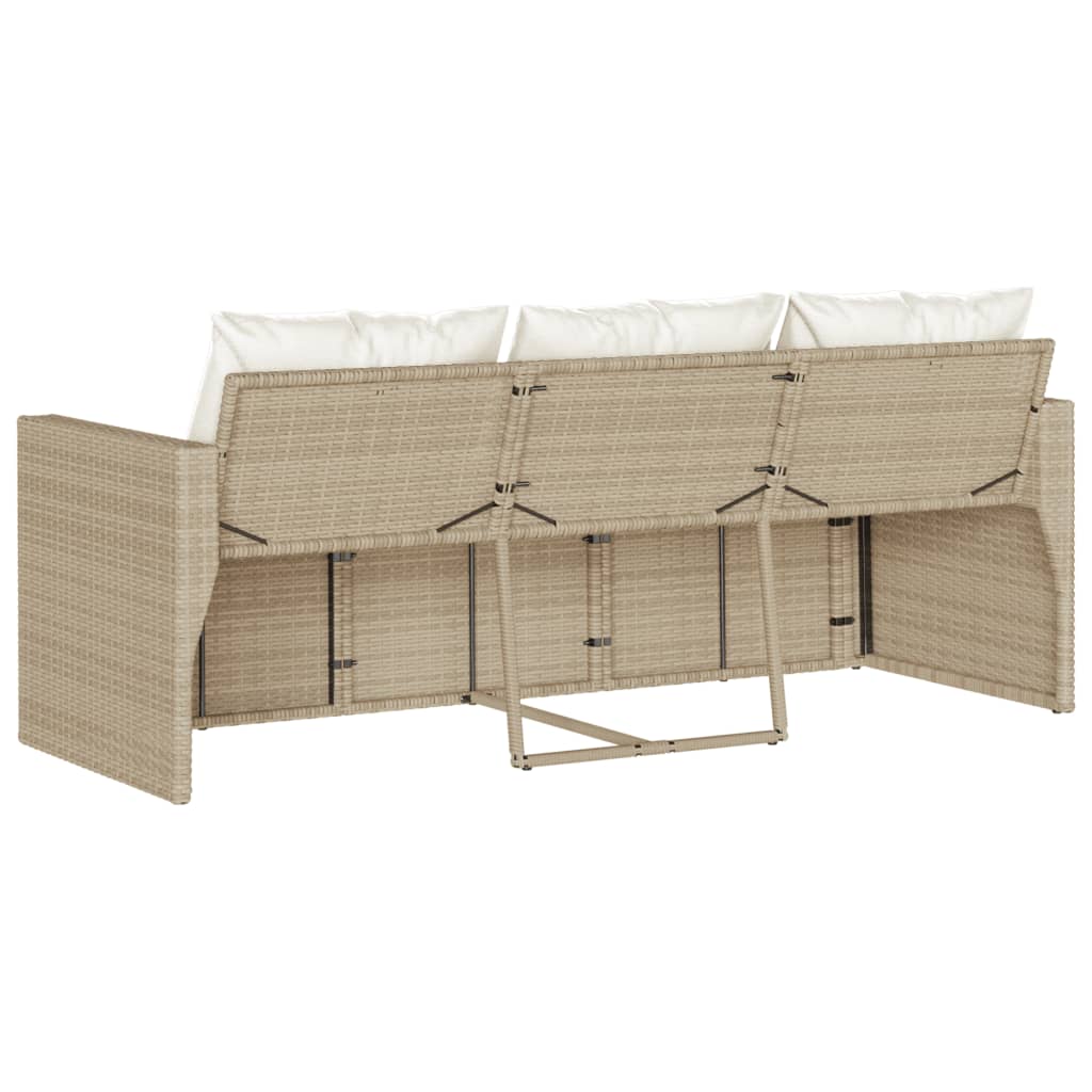 Patio Sofa with Cushions 3-Seater Modular Couch Outdoor Seat Poly Rattan vidaXL - Picture 56 of 81