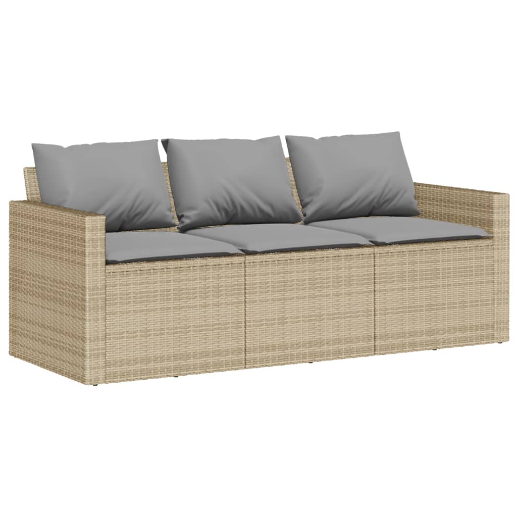Thumbnail - vidaXL Gartensofa mit Kissen 3-Sitzer Beige Poly Rattan