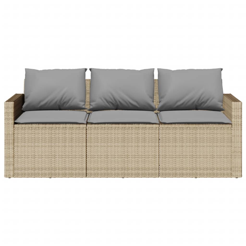 Patio Sofa with Cushions 3-Seater Modular Couch Outdoor Seat Poly Rattan vidaXL - Picture 62 of 81