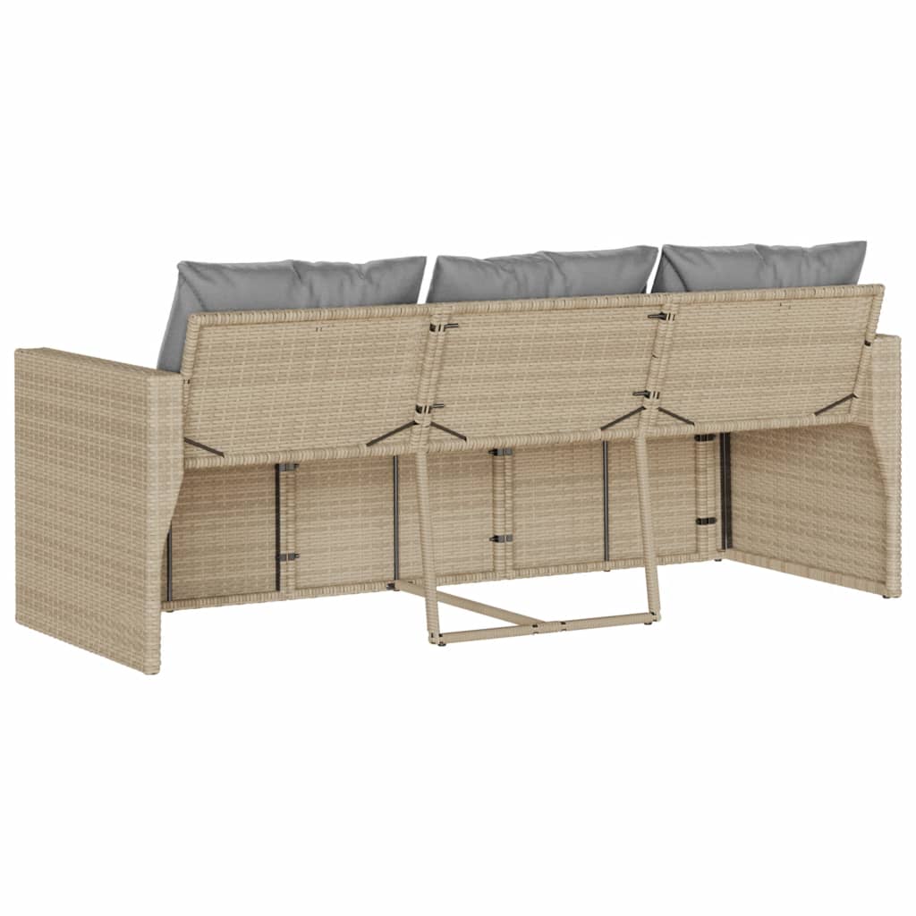 Patio Sofa with Cushions 3-Seater Modular Couch Outdoor Seat Poly Rattan vidaXL - Picture 64 of 81