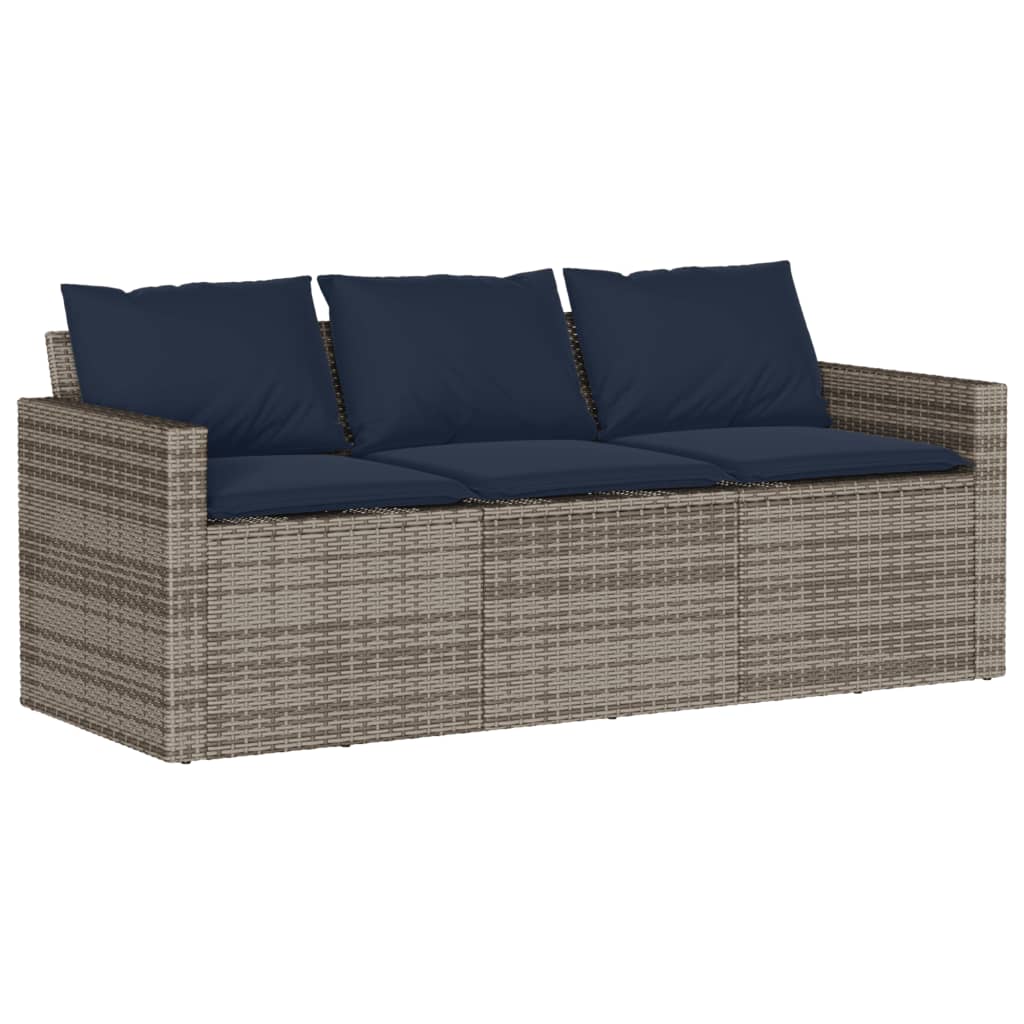 Patio Sofa with Cushions 3-Seater Modular Couch Outdoor Seat Poly Rattan vidaXL - Picture 74 of 81