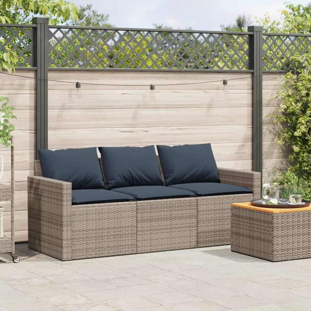 Patio Sofa with Cushions 3-Seater Modular Couch Outdoor Seat Poly Rattan vidaXL - Picture 77 of 81