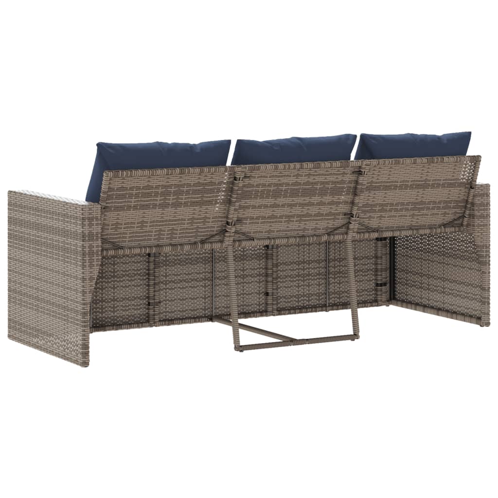 Patio Sofa with Cushions 3-Seater Modular Couch Outdoor Seat Poly Rattan vidaXL - Picture 80 of 81