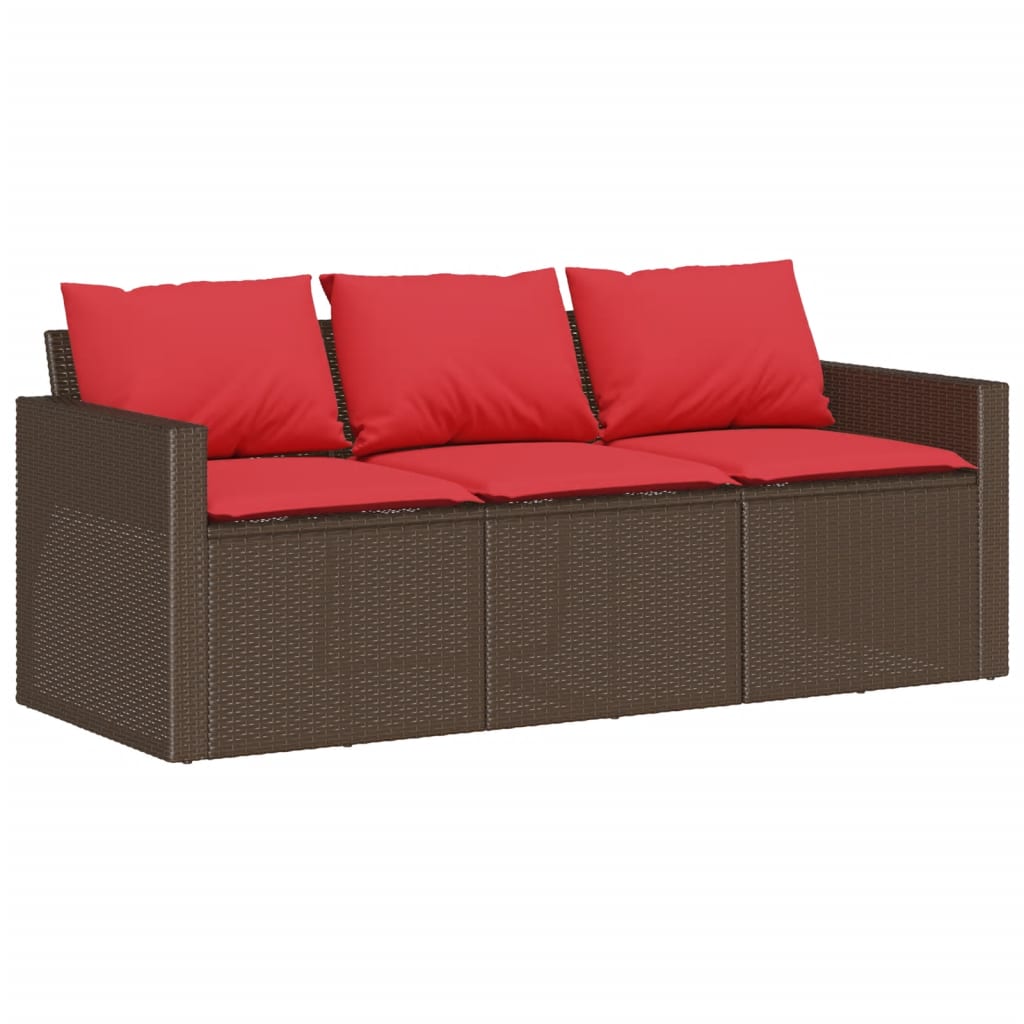 Patio Sofa with Cushions 3-Seater Modular Couch Outdoor Seat Poly Rattan vidaXL - Picture 42 of 81