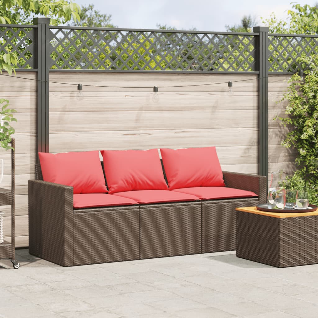 Patio Sofa with Cushions 3-Seater Modular Couch Outdoor Seat Poly Rattan vidaXL - Picture 45 of 81