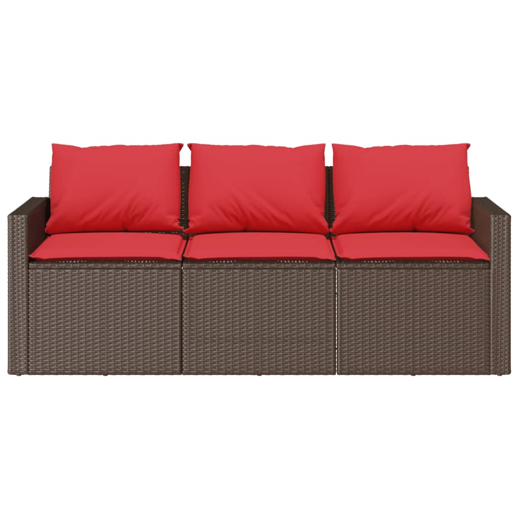 Patio Sofa with Cushions 3-Seater Modular Couch Outdoor Seat Poly Rattan vidaXL - Picture 46 of 81