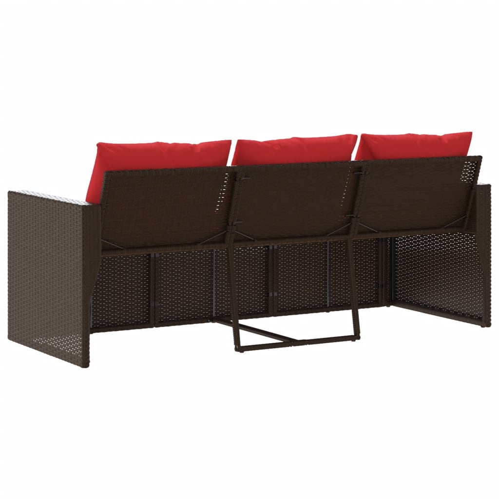 Patio Sofa with Cushions 3-Seater Modular Couch Outdoor Seat Poly Rattan vidaXL - Picture 48 of 81