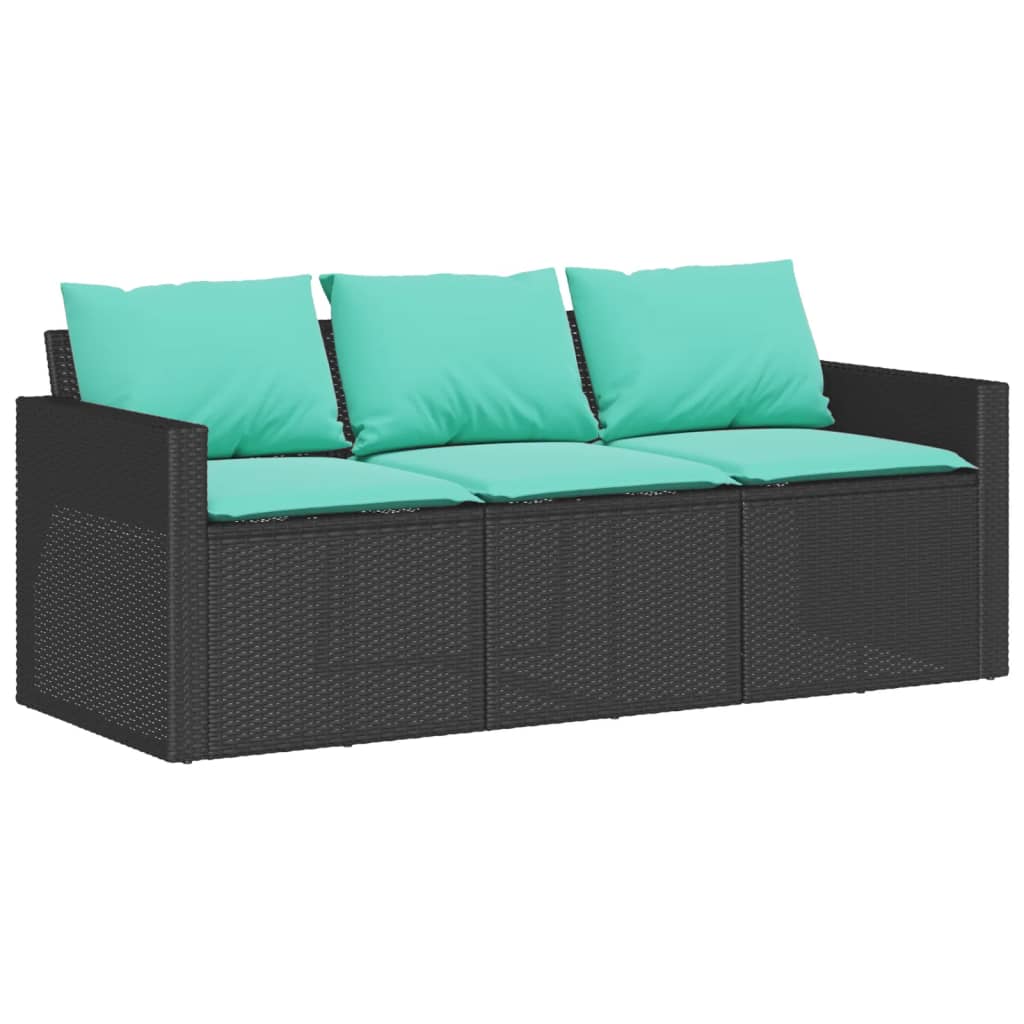 Patio Sofa with Cushions 3-Seater Modular Couch Outdoor Seat Poly Rattan vidaXL - Picture 18 of 81
