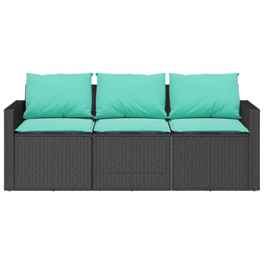 Patio Sofa with Cushions 3-Seater Modular Couch Outdoor Seat Poly Rattan vidaXL - Picture 22 of 81