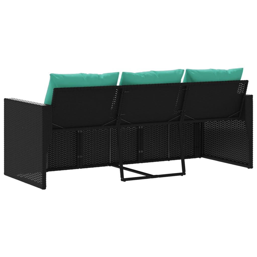 Patio Sofa with Cushions 3-Seater Modular Couch Outdoor Seat Poly Rattan vidaXL - Picture 24 of 81