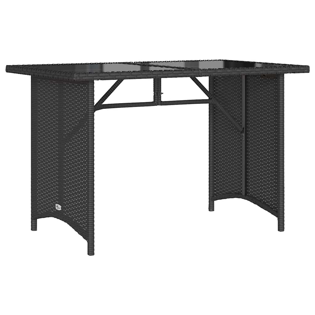 vidaXL Zahradní stůl se skleněnou deskou černý 110x68x70 cm polyratan