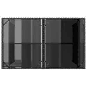 Zahradní stůl se skleněnou deskou černý 110x68x70 cm polyratan - obrázek 7