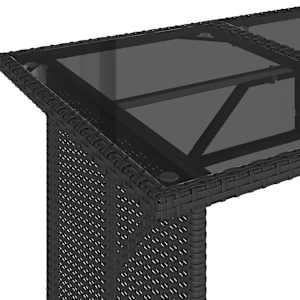 Zahradní stůl se skleněnou deskou černý 110x68x70 cm polyratan - obrázek 8