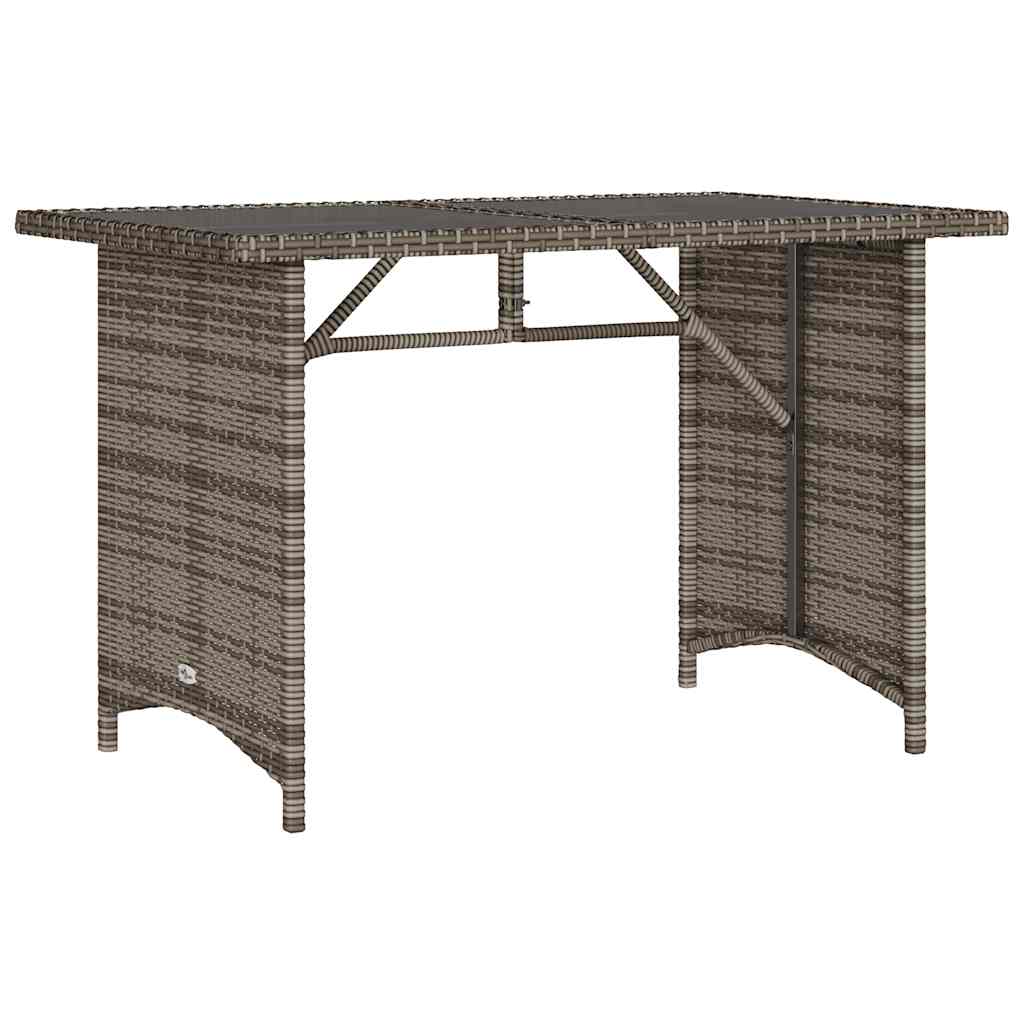 vidaXL Zahradní stůl se skleněnou deskou šedý 110x68x70 cm polyratan