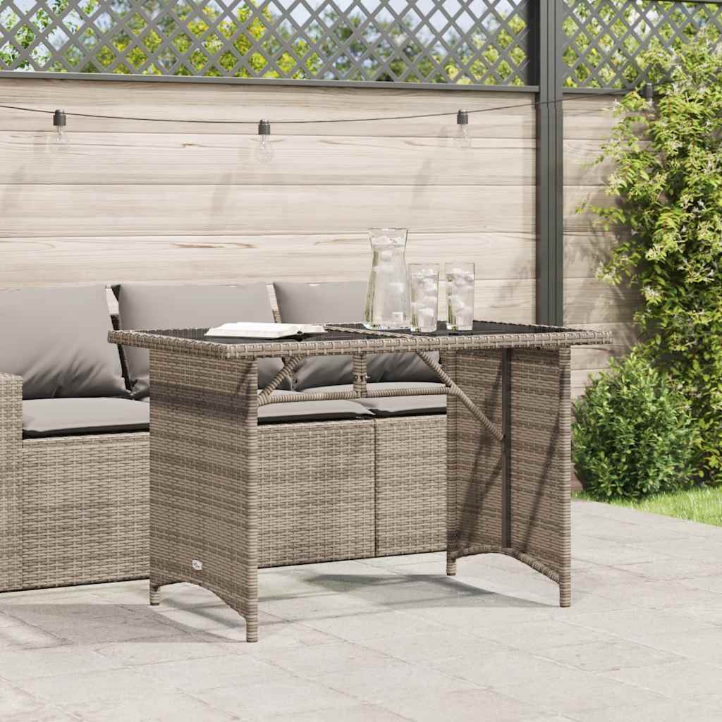 Thumbnail - vidaXL Gartentisch mit Glasplatte Grau 110x68x70 cm Poly Rattan