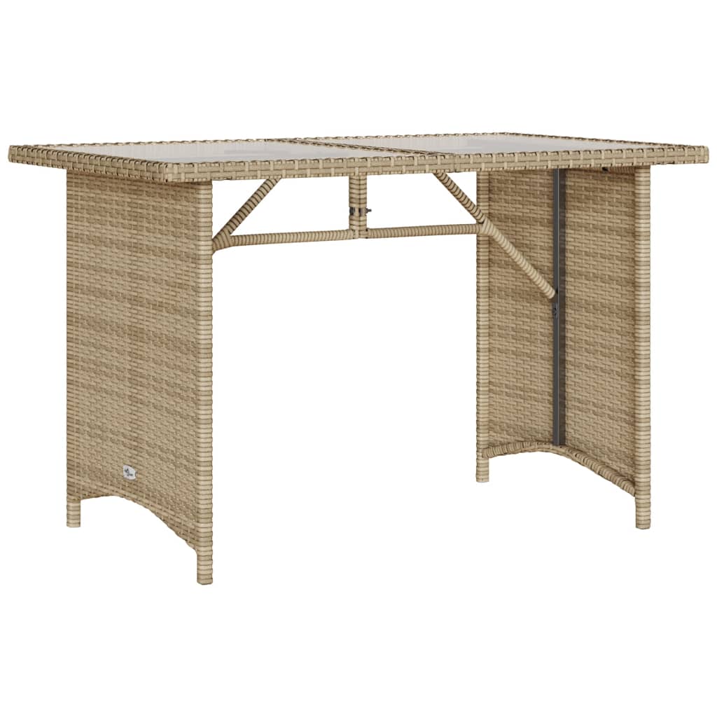 Photos - Garden Furniture VidaXL Patio Table with Glass Top Beige 43.3"x26.8"x27.6" Poly Rattan 