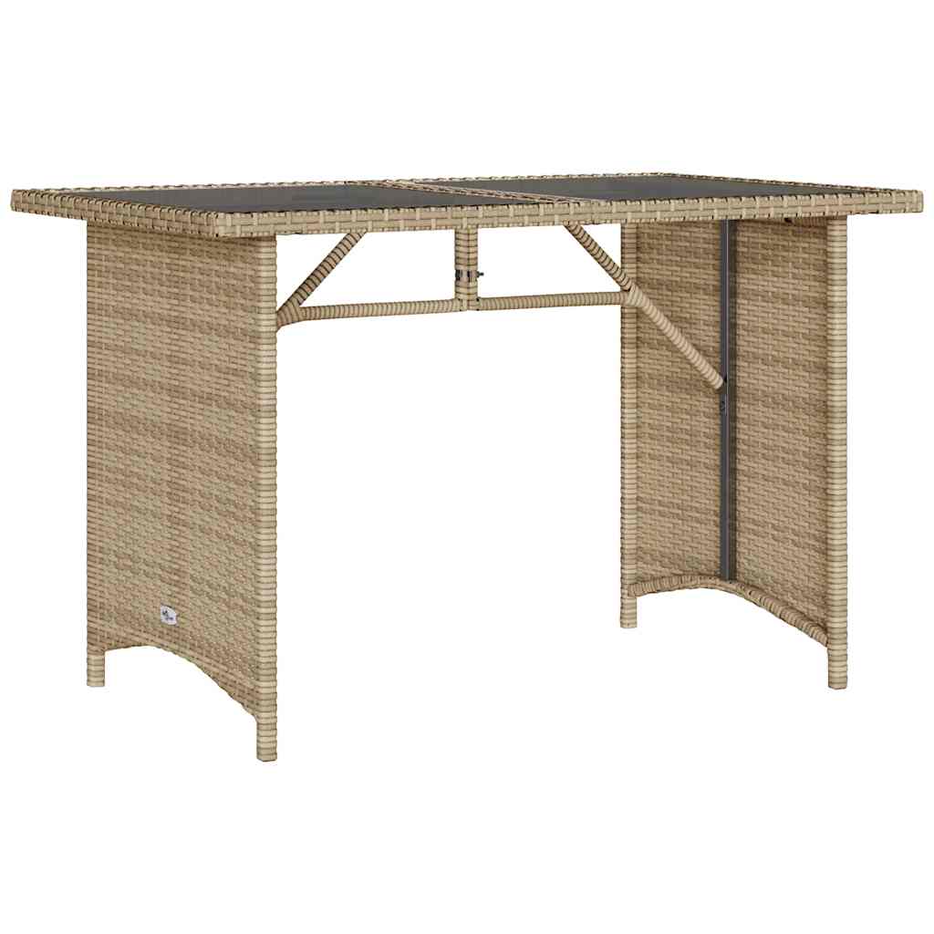 vidaXL Zahradní stůl se skleněnou deskou béžový 110x68x70 cm polyratan