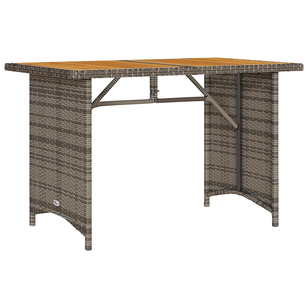 Photos - Garden Furniture VidaXL Patio Table with Wooden Top Gray 43.3"x26.8"x27.6" Poly Rattan 