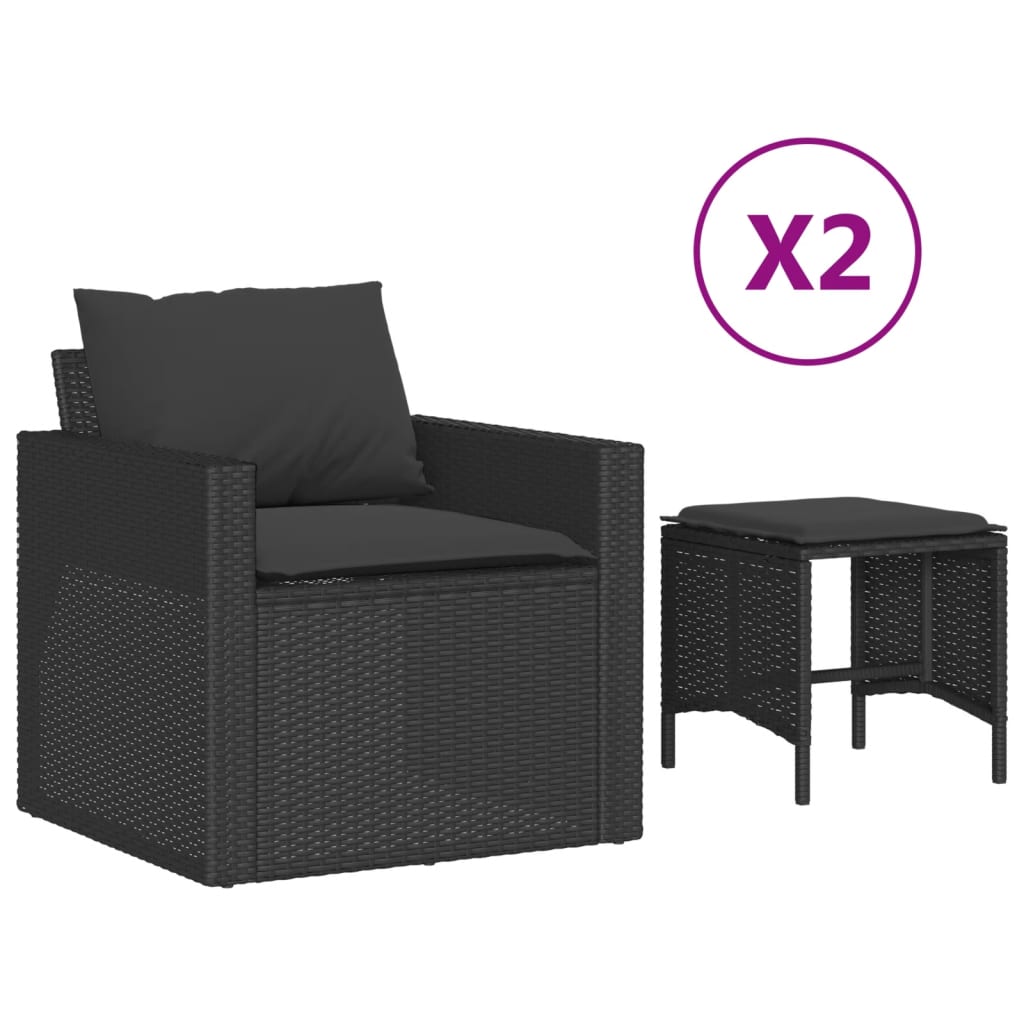 Thumbnail - vidaXL 4-tlg. Garten-Sofagarnitur mit Kissen Schwarz Poly Rattan