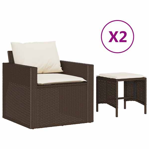 vidaXL 4-osaline aiam&ouml;&ouml;blikomplekt patjadega, pruun, pol&uuml;rotang