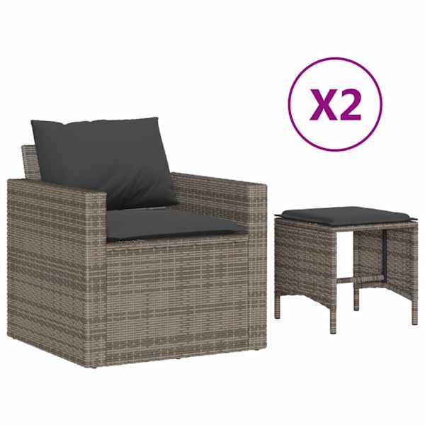 vidaXL 4-osaline aiam&ouml;&ouml;bli komplekt patjadega, hall, pol&uuml;rotang