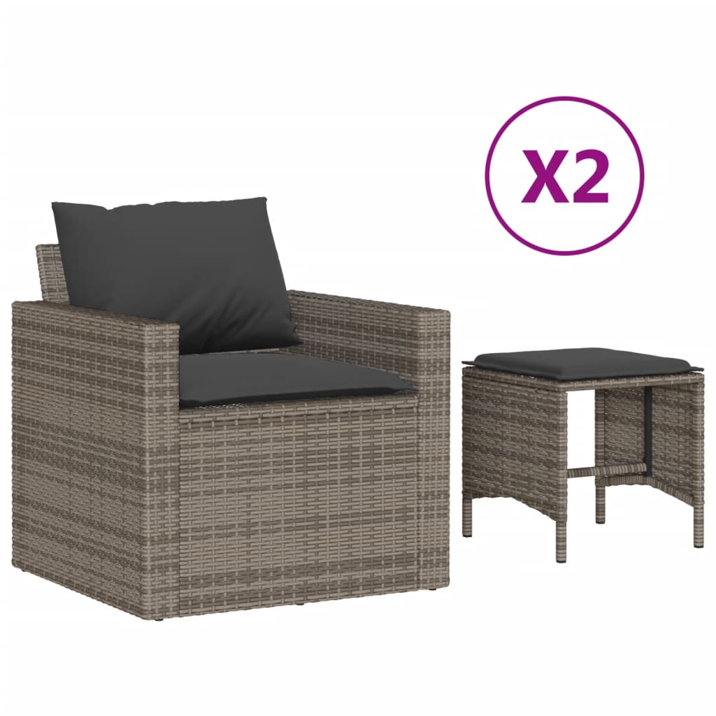 vidaXL Set canapea de grădină cu perne, 4 piese, gri, poliratan