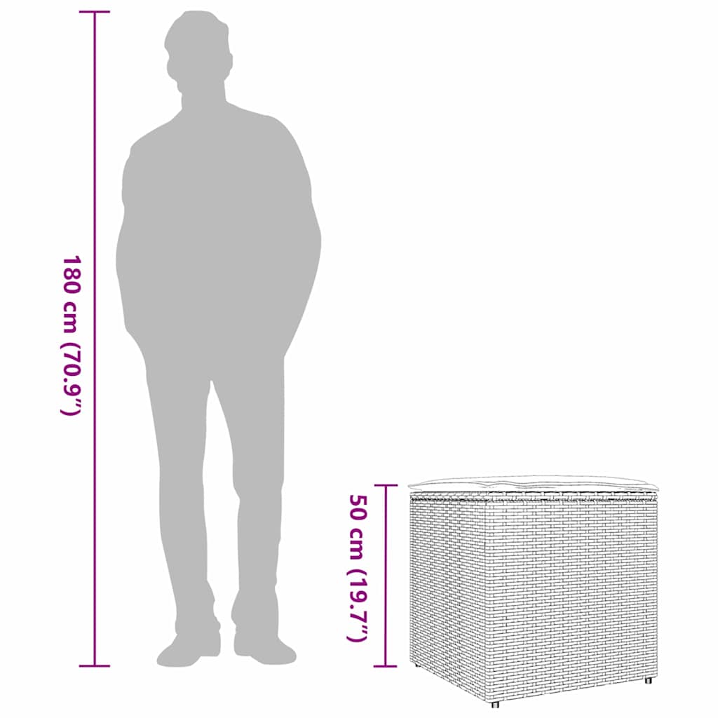 Škatla za blazine Siva 50 x 50 x 50 cm poli ratan - slika 13