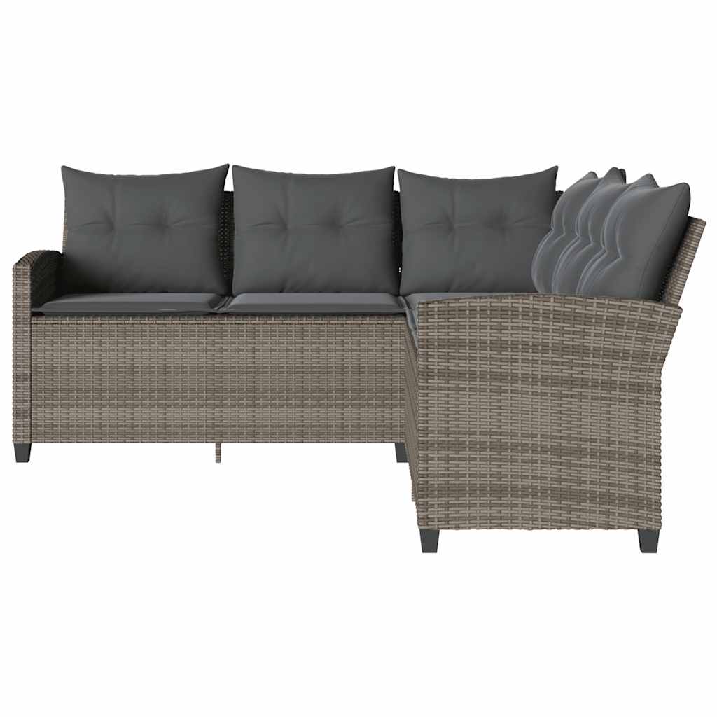 Thumbnail - vidaXL L-förmiges Couchsofa mit Kissen Graues Polyrattan