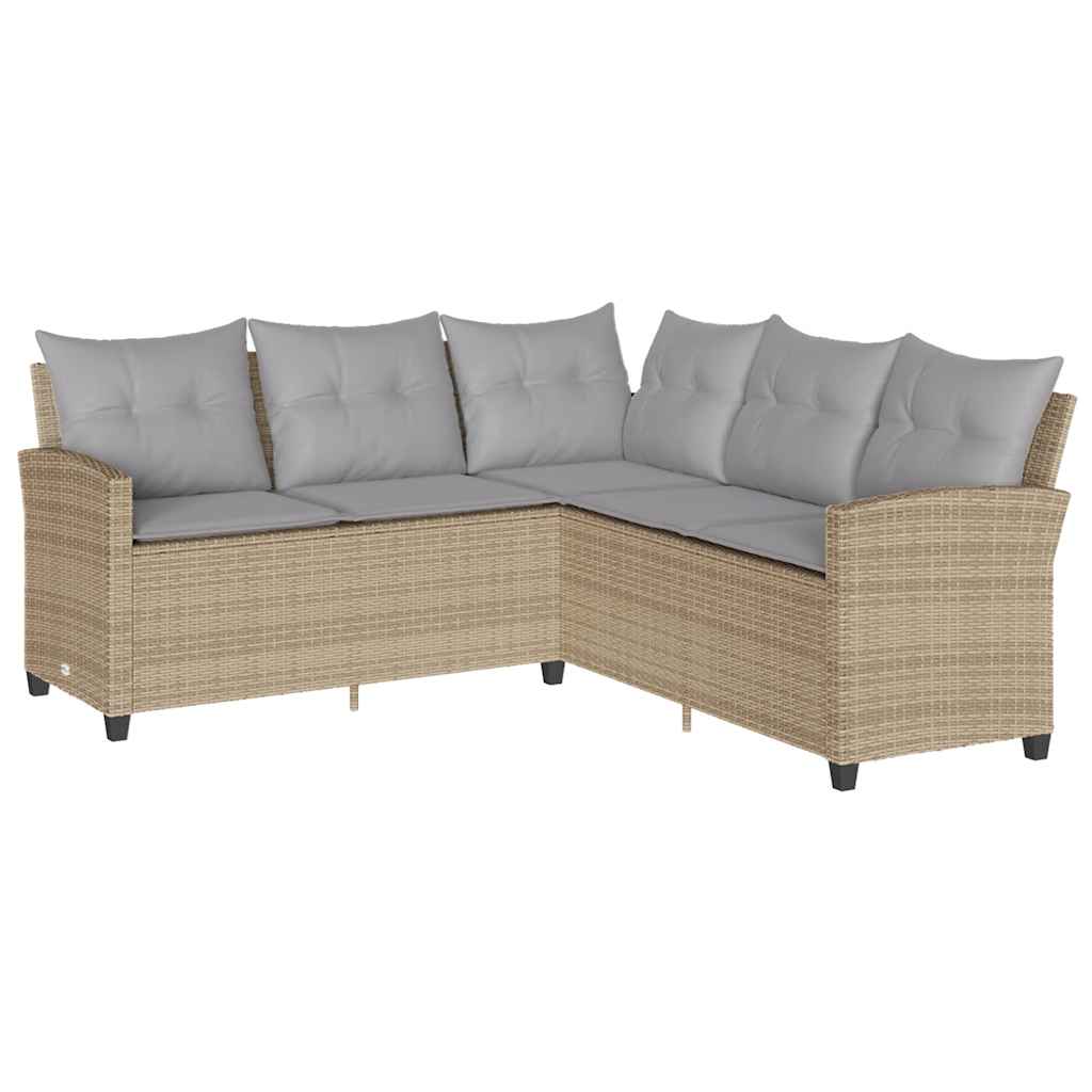Thumbnail - vidaXL L-förmiges Couchsofa mit Kissen Beige Polyrattan