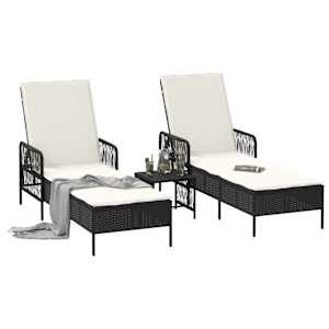 Slunečník 3 pcs Černá a krémově bílá 55 x 200 x 92 cm polyratan - obrázek 3